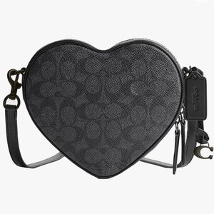 Coach Black Collection Coated Canvas Signature Heart Crossbody